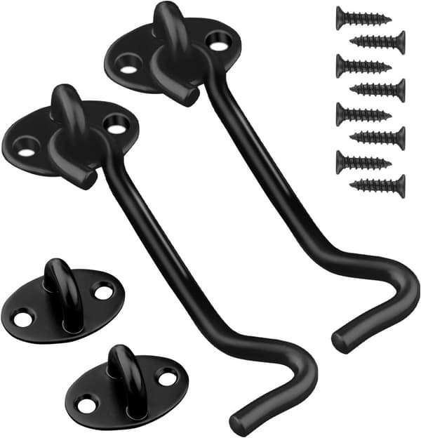 2 Cabin Hooks Door Latch Hook Black Stainless Steel