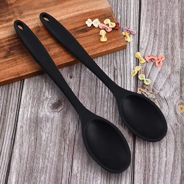 2 pieces silicone cooking spoons, 28 cm silicone long handle spoon