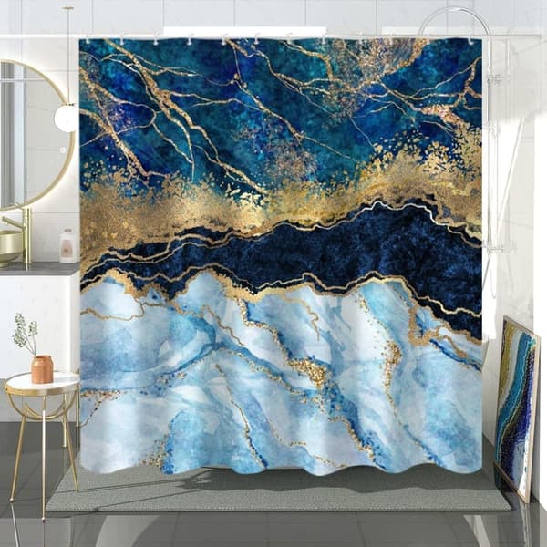 Waterproof Marble Pattern Shower Curtain – Moisture Resistant and Washable, 180×180 cm A