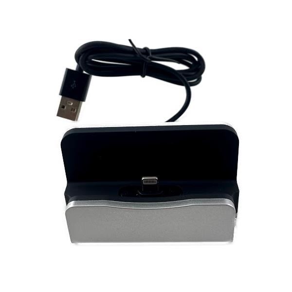 Kompatibel med iPhone - Lightning-laddningsstation - Silver Silver