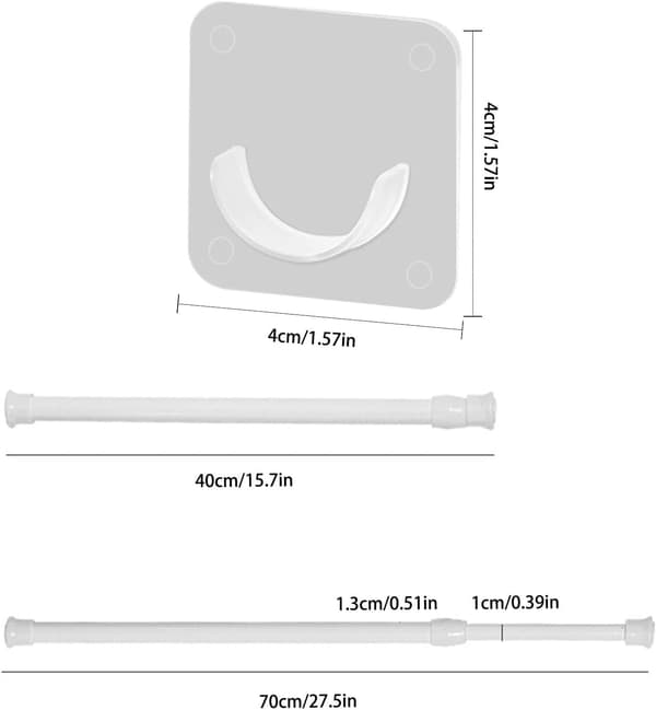 Udtrækkelig bruseforhængsstang, 40-70 cm