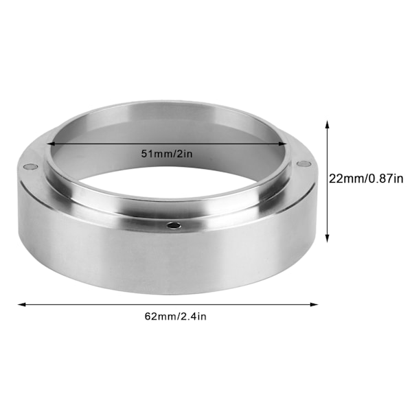 Doseringstratt i aluminium för kaffedosering med magnetisk ersättning för kaffemaskinSilver 51MM