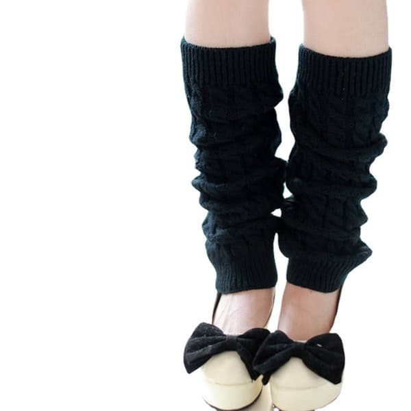 Dame vinterstrikkede heklede leggings (sorte)