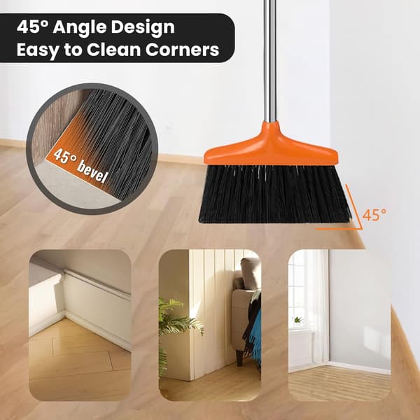 Broom and Dustpan Set, Broom and Dustpan with Adjustable Long Handle Dustpan and Broom for Home Cleaning