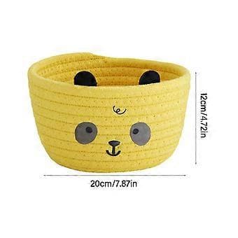 Charming Cute Bear and Pandas Sturdy Cotton Rope Storage Basket for Efficient Space-Saving Home Organization Blue Blue