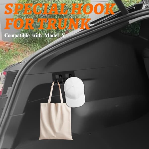 Rear Trunk Hook, Car Trunk Hook, Interior Accessories Trunk Organization Hook Compatible with 2021-2023 Model Y Trunk Organizer