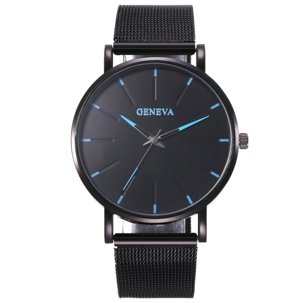 Mäns Quartz Watch Legering Mesh Needle Färgglad Scale Watch Men