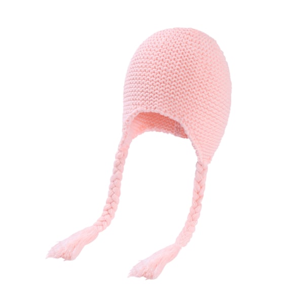 Baby cap Justerbara flätor Öronskydd Plus Fleece Varm barnmössa (rosa)