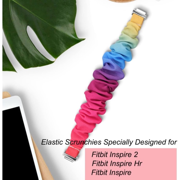 Scrunchies kompatibla med Fitbit Inspire 2 /Inspire HR/Inspire-rem, mjukt ersättningsarmband i stretchtyg för kvinnor med printed tygarmband