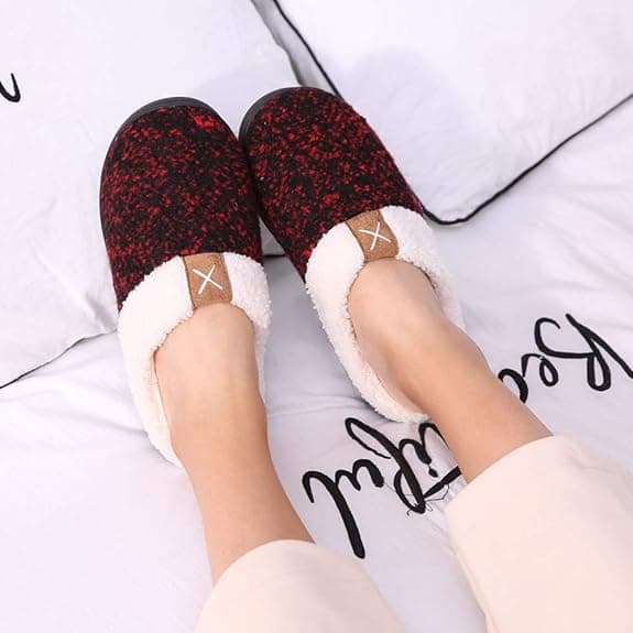 Damtofflor Memory Foam Bekväma Luddiga Plyschfoder Slip On Hemmaskor Inomhus Utomhus (Röd, 11-12)