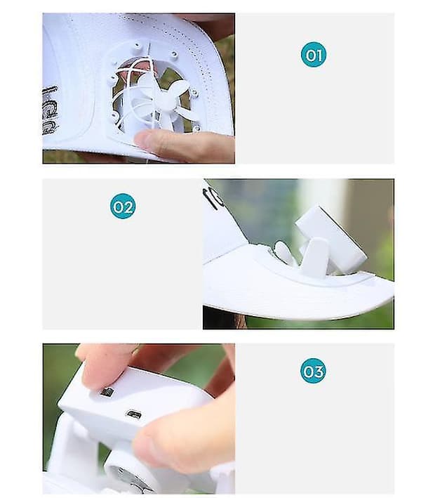 Utomhus Solar Fläkt Cap USB Ladd Cap Med Fläkt Vit