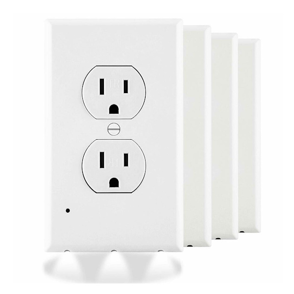 Stikkontaktpanel Induksjonsnattlampe Dobbel Hull Hvit (5 Stykker)