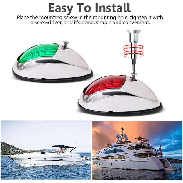 2 STK LED Bådnavigationslys, Bådbovlys, Marine Bådnavigationslampe. Perfekt til Ponton, Skeeter, Power Boat og Skiff (Elektropletteret sølv
