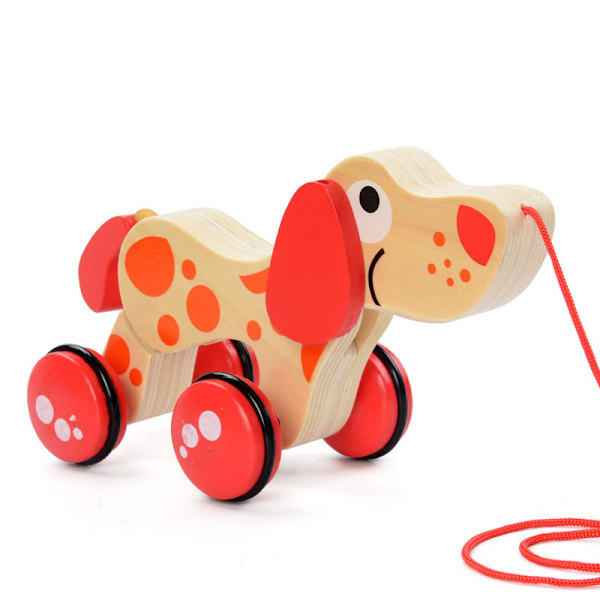 Pull Along Toy - Multi Pose Dog, 24 x 10 x 14 cm, Orange/Röd