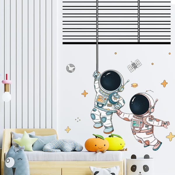 Set Spaceman Pattern Wall Stickers Fadeless Pvc High Durability Bakgrundsdekal för sovrum c