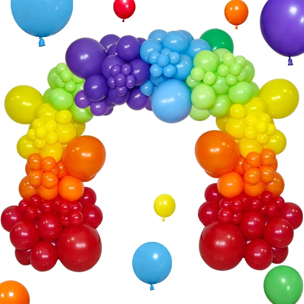 Rainbow Balloon Arch Kit 111st 18 12 5 tums latex färgglada partyballonger Garland för födelsedag Baby Shower Bröllopsförlovningsår Jul P