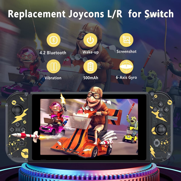 Trådlös handkontroll kompatibel för Nintendo Switch, Oled, Lite Gamepad Joystick (l/r) Ersättning med Rgb höger Pikachu