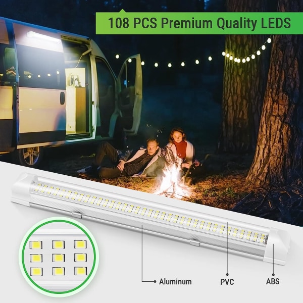 4st 12V interiör LED-ljusstång Bilbelysning 108LED med På/Av-brytare för Van Camping Lastbil Båt