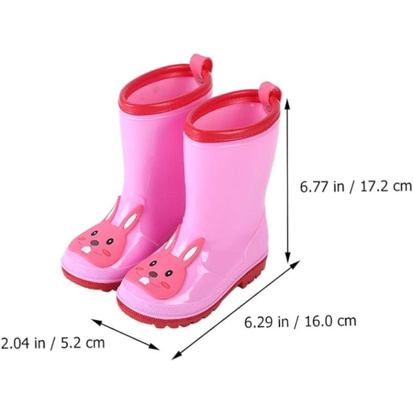 Regnstövlar för barn Tecknade regnskor Vattentäta skor Kaninmönster Regnstövlar Härliga regnskor Skor för pojkar och flickor（Rosa）