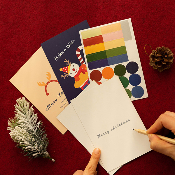 60 juldekorativa kort Set Tecknad söt present 10 * 15 cm (en sida)