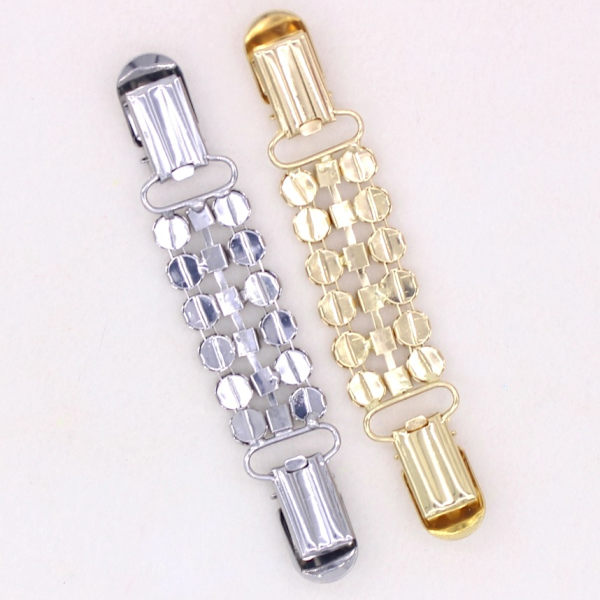 2-pack guld- och silvertröjaklämmor, pärlformade koftklämmor, Fas