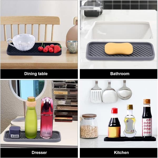 2-pack silikon svamphållare för diskbänk, organizer, för svampar, borstar, tvål, silikon droppmatta, diskmaskinssäker