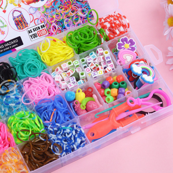 32 gitter regnbåge gummiband flätare manuell gör-det-själv material väska färgglada gummiband pussel barnleksaksarmband