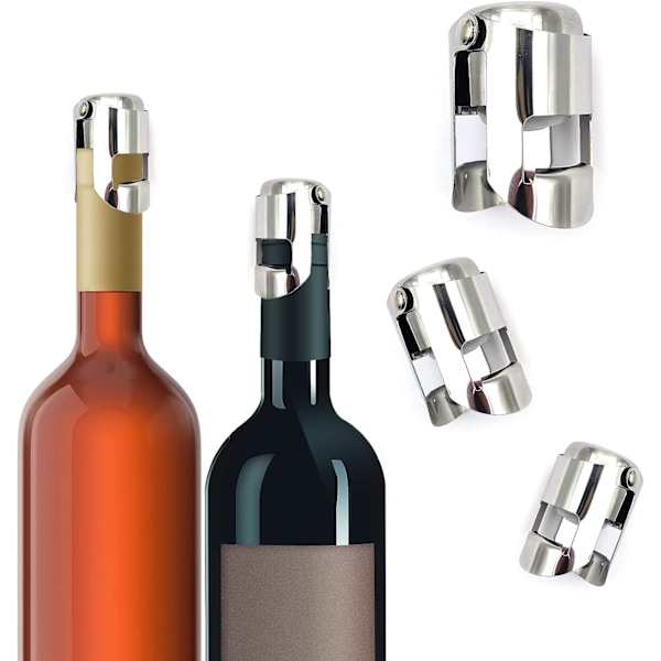 6 stycken flaskproppar（3 stycken vinproppar, 3 stycken champagnepropp i rostfritt stål）Champagneförslutningspropp, Beer Saver-förseglare