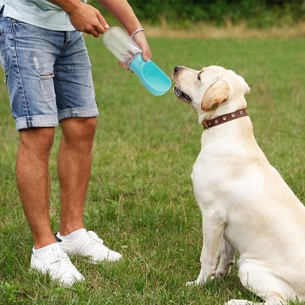 Hundevannflaske 550ml, Bærbar Vanndispenser Vannflaske Hund Valp Katt Kjæledyr Reise Vann Drikkeflaske - Blå