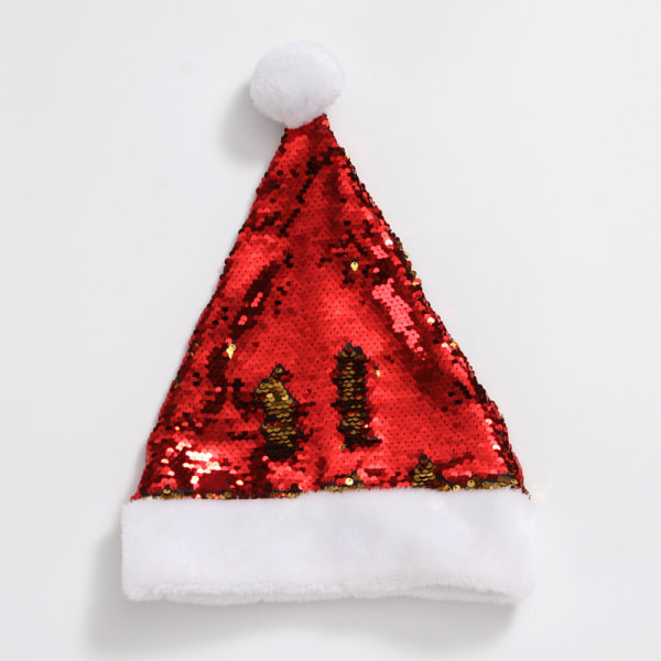 2-pack flip paljetter + kort plysch jul hattar jul glitter jul hattar