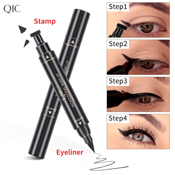 2 kpl Eyeliner Aloittelijoille Turvallinen Kaksipäinen Nestemäinen Eyeliner Vedenpitävä Ei-Huimaava Silmä