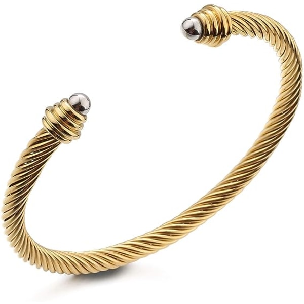 Kabelmanschett armband för kvinnor Rostfritt ståltråd vridet armband Justerbart mamma fru flickor smycken med presentförpackning
