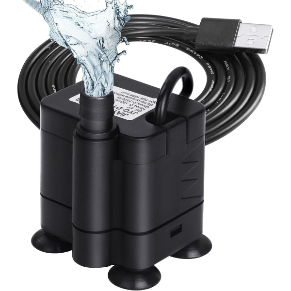 Dränkbar vattenpump, 120L/H USB akvariepump Justerbar ultratyst djurbottensugpump för akvarium, statyer och hydroponics DC 5V 1-3W