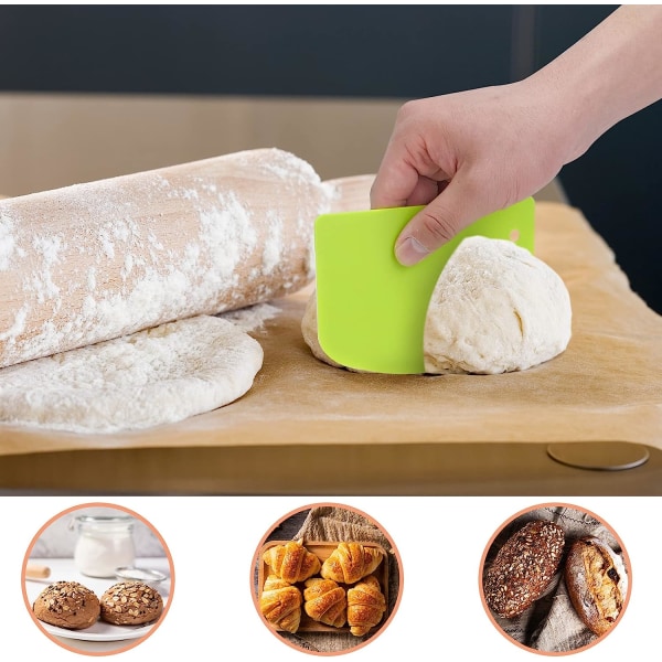 2-pack degskrapa Plastskivare Bänkskrapa degskål Spade Multifunktionell matskrapa Köksredskap för deg, bakverk, pizza, bröd, bakning