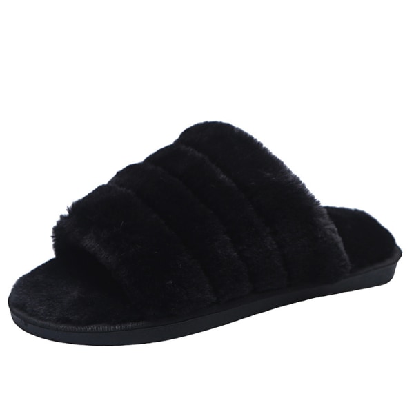 Herre Plysfutter med Åben Tå, Indendørs Hjemmesko Slip On (Medium 7-8)