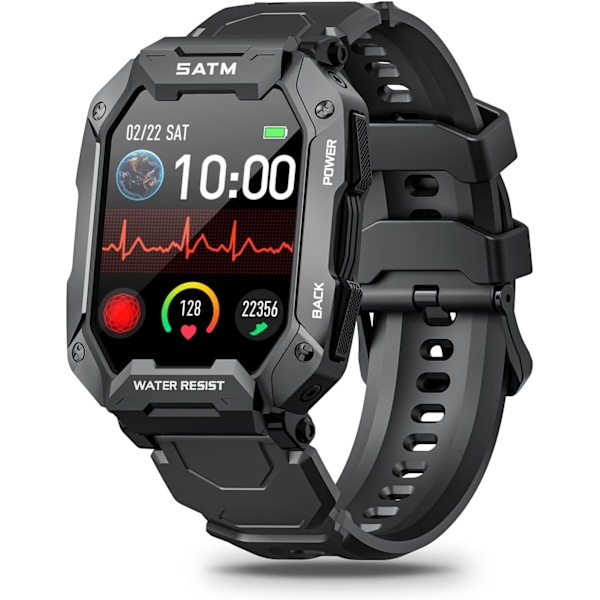 Militära smarta klockor för män, 2022 senaste 1,71' smartwatch för Android-telefoner och iPhone-kompatibel, 5ATM Fitness Tracker med blodtryck, hör