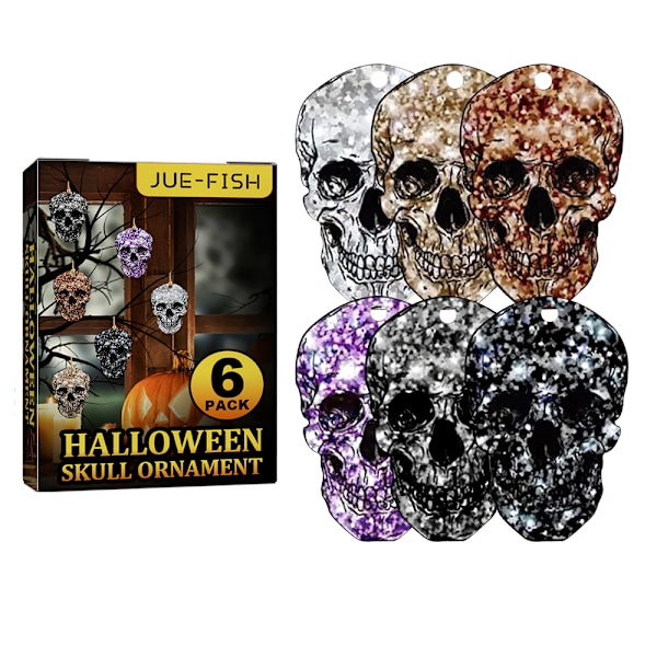 6-pack skallprydnader Halloween skräckatmosfär rekvisita spöke f