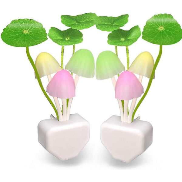 [2 Pack] Plug-in Led Mushroom Night Light Lampa Med Skymning Till Dawn