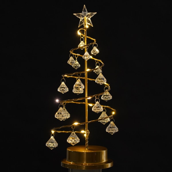 En 30 cm ED kristall diamant julgranslampa, heminredning liten prydnadslampa, modernt enkelt flickhjärta julnattslampa