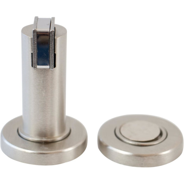 Magnetisk dørstopper MS010 i rustfritt stål-look Dørstopper med gulv- og veggmonteringsmateriale, ø: 5cm, h: 8.4cm