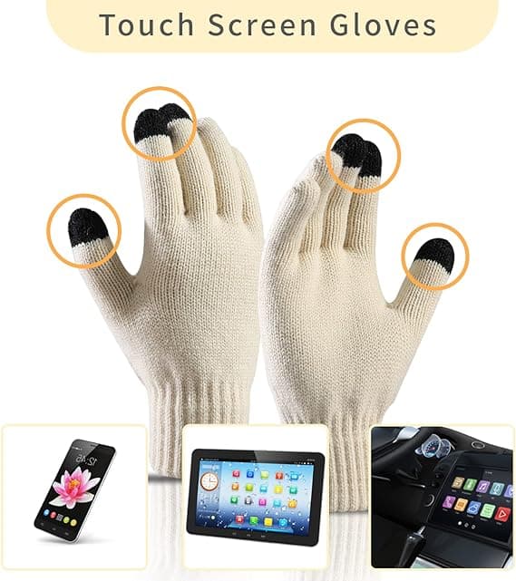 Färgglad Mössa Touch Screen Handskar Set med Pom Pom för Kvinnor