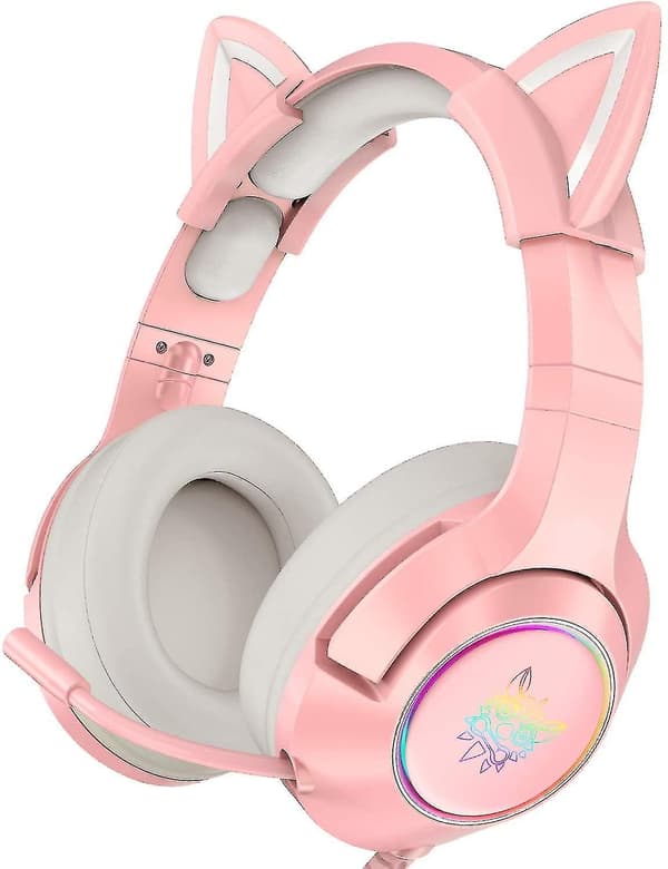K9 Katteøre Headset For Xbox One, Ps4, Ps5, Pc (rosa)