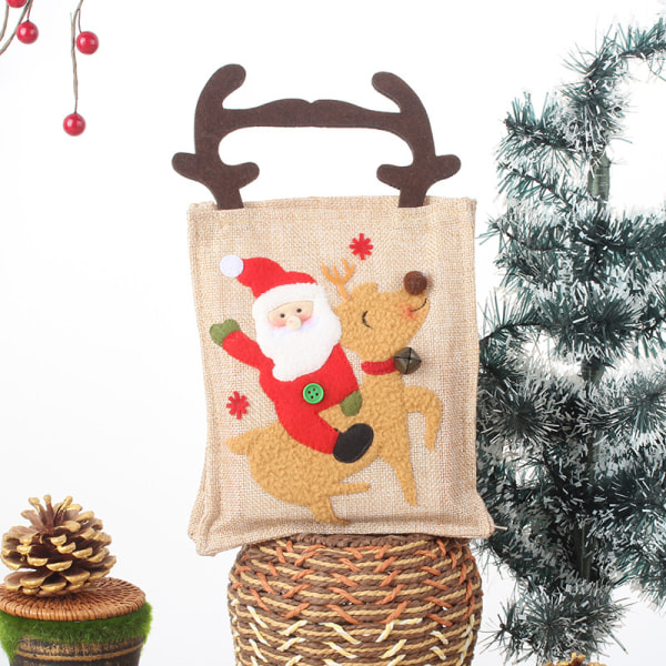 Julklappspåse söt snögubbe älgbroderi presentpåse rådjurshornspåse godispåse 28,5*15cm