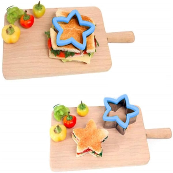 10 stk. Kakeutstikkersett for barn, rustfritt stål, smørbrødbrød- og toastutstikkere med komfortgrep - Mikke Mus, dinosaur, stjerne, hjerteform M