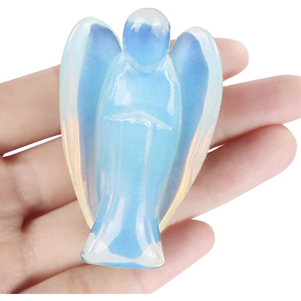 Skyddsängel Healing Kristall Figurine 2 Inch snidade Opalit Ädelsten Fick ängel Staty Healing Stone för heminredning Vardagsrum Sovrum