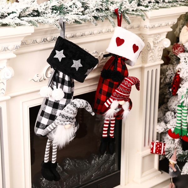 2 ST röda blackfoot julstrumpor Jullovsdekorationer presentpåse dekorationer arrangemang