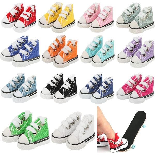 14 par mini fingerskor, söta små skor för Finger Breakdance, Gripbräda, Docka, Mini Sneakers Nyckelringar etc