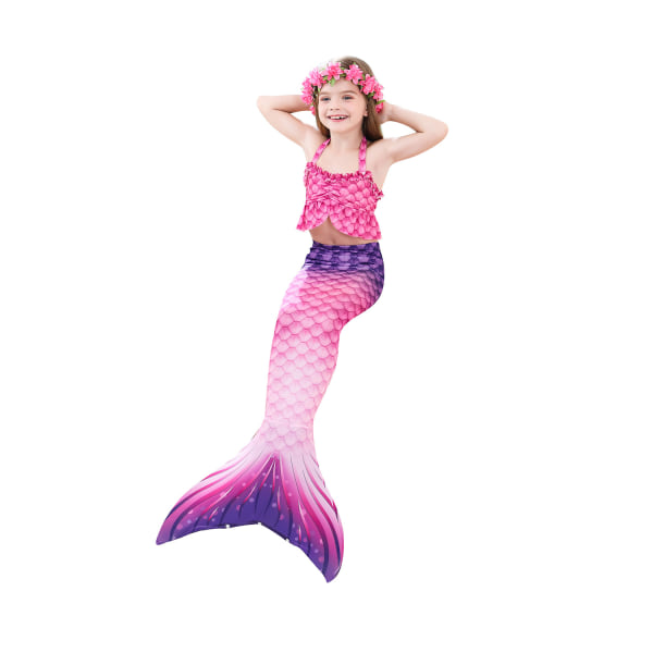 Girls Mermaid Tail Badkläder med set (lila)
