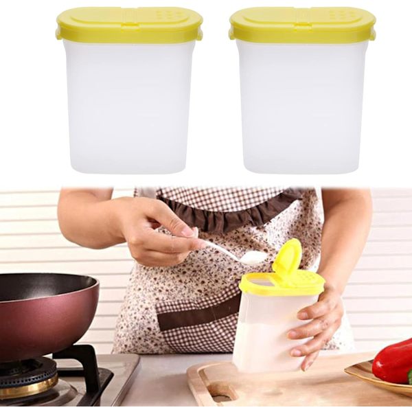 Bulkboxar Kryddförvaring Kryddburkar Förvaringsburkar med cap Spice förvaringsbehållare för spannmål med två utloppsöppningar för kryddor, salt, socker, peppar, laga mat