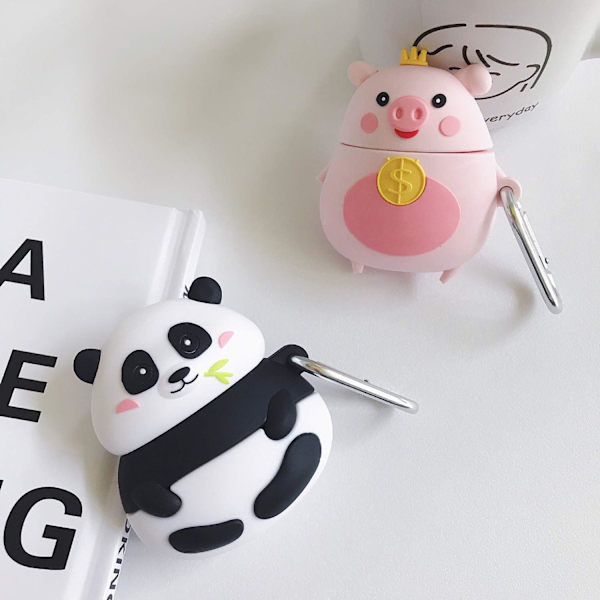 Case för Airpods 1 & 2, AirPods 2 Case 3D Funny Cute Cartoon Case , AirPods cover Case Mjuk TPU Silikon Stötsäker stötfångare